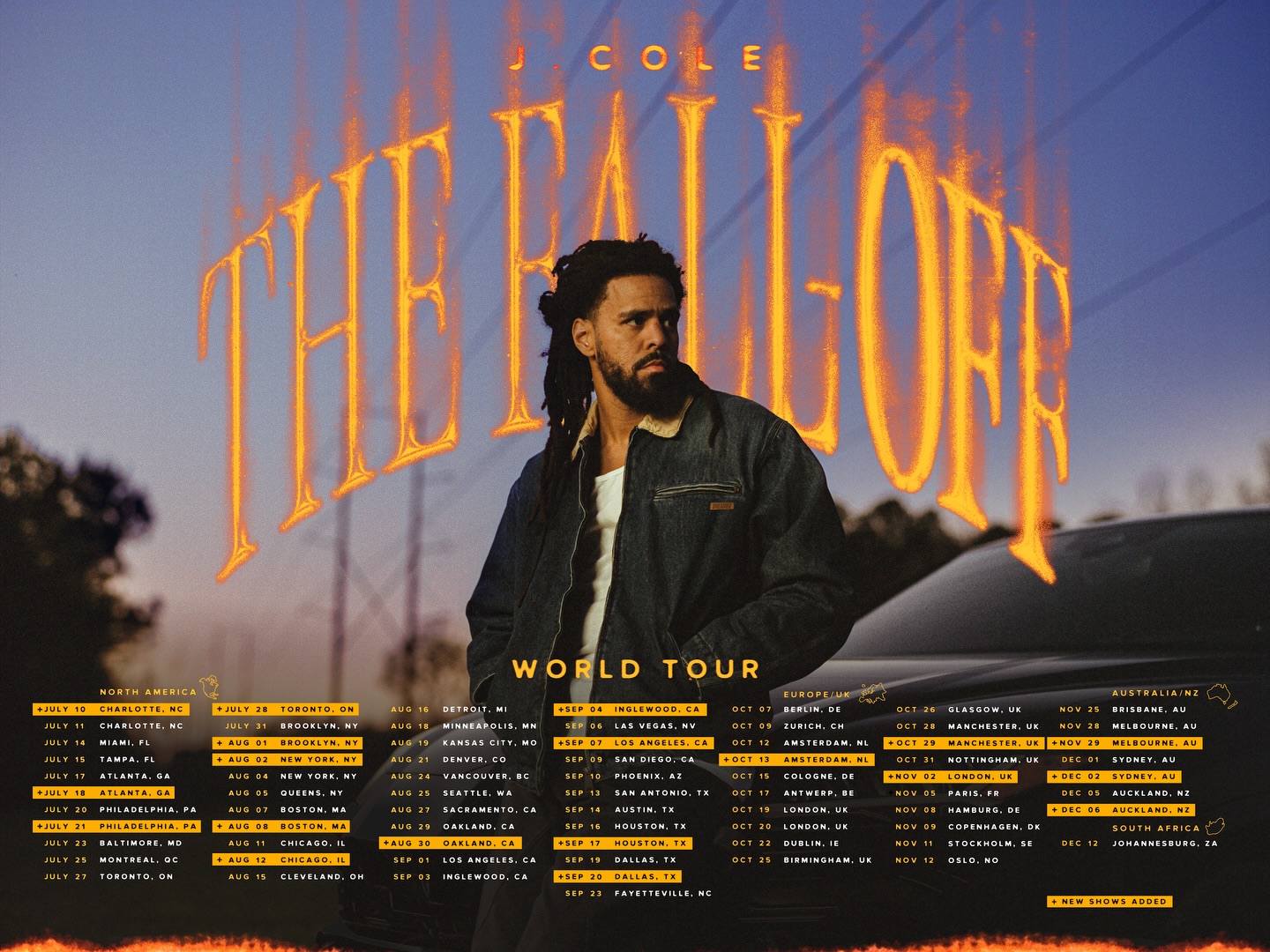 J. Cole The Fall Off Tour Poster 2026